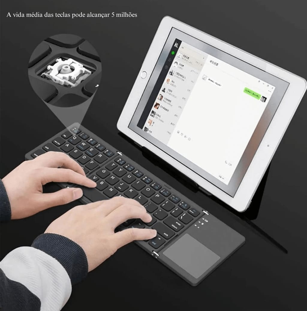 Mini Teclado Bluetooth Dobrável