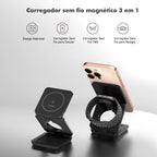 AirBase 3X® – Base de Carregamento Sem Fio 3 em 1 para Celular, Smartwatch e Fones (Qi)