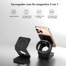 AirBase 3X® – Base de Carregamento Sem Fio 3 em 1 para Celular, Smartwatch e Fones (Qi)