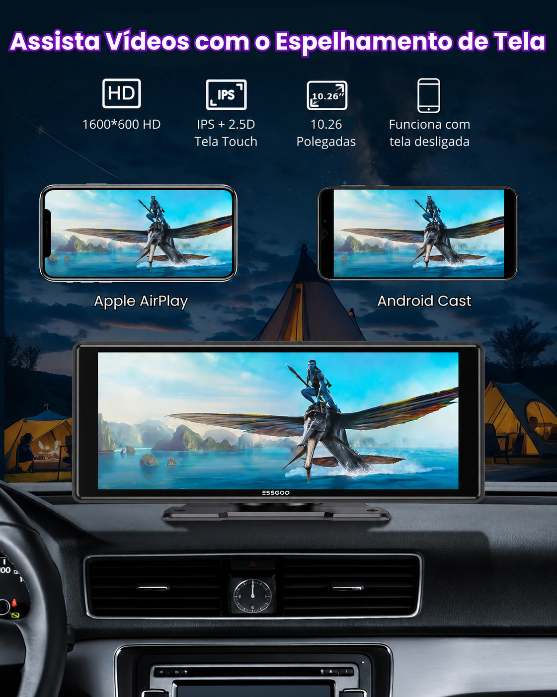 ESSGOO CarPlay 10,26 — Central Multimídia Sem Fio